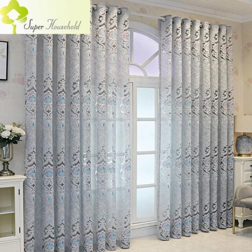 European Coffee Hollow Jacquard Tulle Curtains for Bedroom Window Screen Sheer for Living Room Kitchen Glass Door SP702