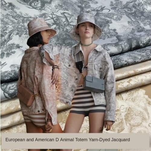 Animal totem yarn-dyed jacquard brand fabric windbreaker jacket show high-definition clothing brocade fabric