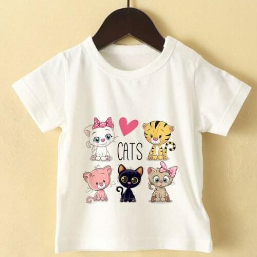 2021 Love You Cat Print Summer Clothes Cartoon Boys T Shirt Kids Boy T-Shirt Baby Things For Girls Shirt White Short Sleeve Tops