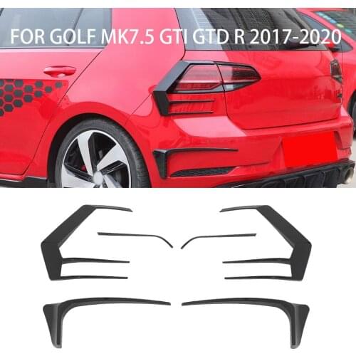 Gloss Black Rear Bumper Canards Taillights Cover Trims For VW Golf MK7.5 GTI GTD R 2017-2020