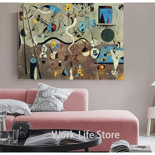 Famous Painting Joker Carnival Juan Miro Wall Art Canvas Prints and Posters Surrealism Picture for Living Room Home Decor Cuadro