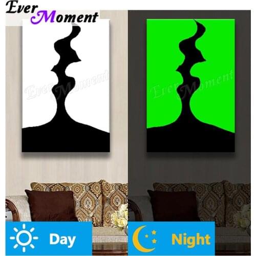 Ever Moment Diamond Painting Full Square Luminous Resin Drill Wall Decoration Kiss Picture Handicraft Diamond Display N003