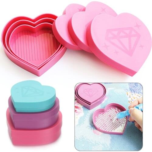 Heart-Shaped Diamond Painting Tray Storage Box Plastic Drill Plate Cross Stitch Embroidery Diamond Painting Beading Plates
