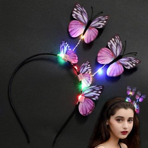 Fashion Luminous Colorful Lights Butterfly Headband Party Colorful Headband Beautiful Creative Headband Party Decor Supplies