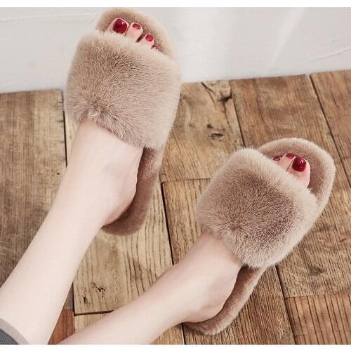 Fashion Women Slipper Casual Comfort Furry Slipper Home Warm Fur Slipper Female Flat Sandals Plus Size Fluffy Slippers 36-40
