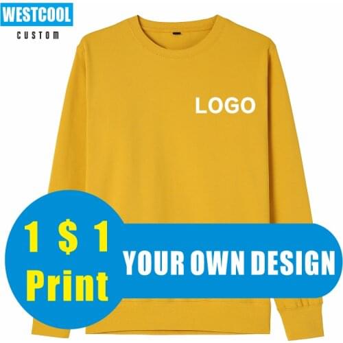 Round Neck Sweatshirts Custom Embroidery 8 Colors Men And Women Casual Clothing Printing LOGO WESTCOOL 2020