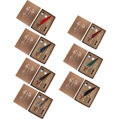 Antique Feather Pen Set Retro Writing Quill Pen Kit for students Birthday Gift