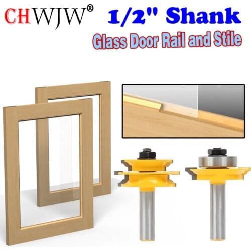 1/2" Shank Ogee 2 pcs Glass Door Rail and Stile Router Bit Set C3 Carbide Tipped Wood Cutting Tool woodworking router bits