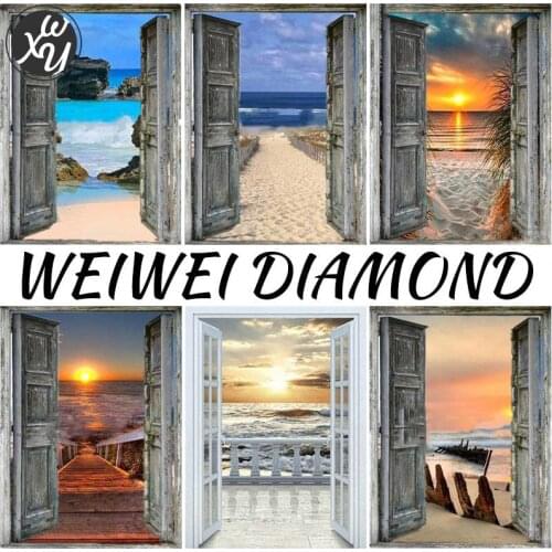 Sunset Door Diamond Painting Kits for Adults Seaside Landscape Full Embroidery 5D DIY Diamond Embroidery Fantasy for Home Decor
