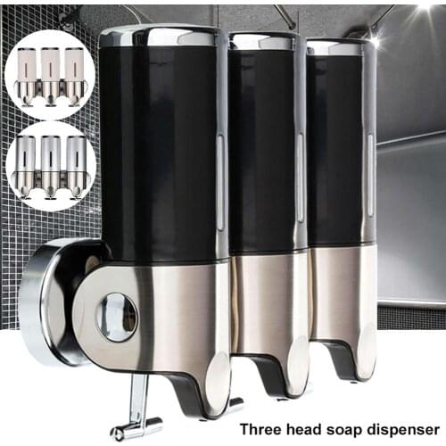 Bathroom Wall Mounted Stainless Steel Soap Dispenser Shower Gel Bottle Container Set Washroom Accessary