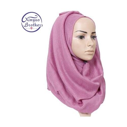 2019 New plain glitter hijab solid color scarf women shimmer viscose scarves muslim hijabs fashion head wrap maxi shawl 180*90cm