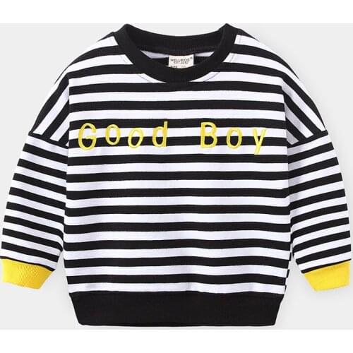 2 3 4 5 6 Years Toddler Boys Hoodies Kids Striped Letter Print Sport Clothing Pullover Autumn New Children Sweatshirts 2020