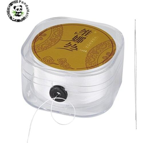 Pandahall 1 Set 0.8mm Beaded rope Sewing Tools Sets for Jewelry Making DIY Handicraft Tool White 57x0.3mm about 100m/roll