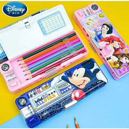 Disney double open stationery box cute Sophia double layer multifunctional pencil case cartoon cool pencil case gift