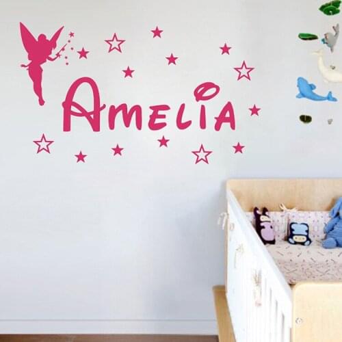 Personalized Stars Fairy Vinyl Wall Stickers, Kids Wall Stickers Fairy, Kids Bedroom Dust Stars Vinyl Decals A681