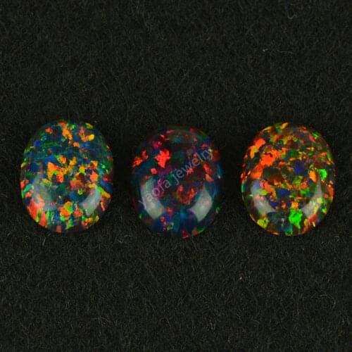 Popular Lab grown opal black opal 6*8mm-13*18mm oval shape flat back cabochon stone for jewelry making