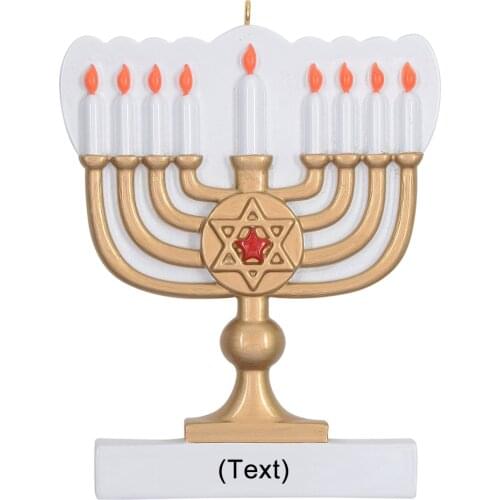 2021 Personalized Polyresin Menorah Canddle Hanukkah Christmas Tree Ornaments Pendant Blessing Christmas Decoration Gifts