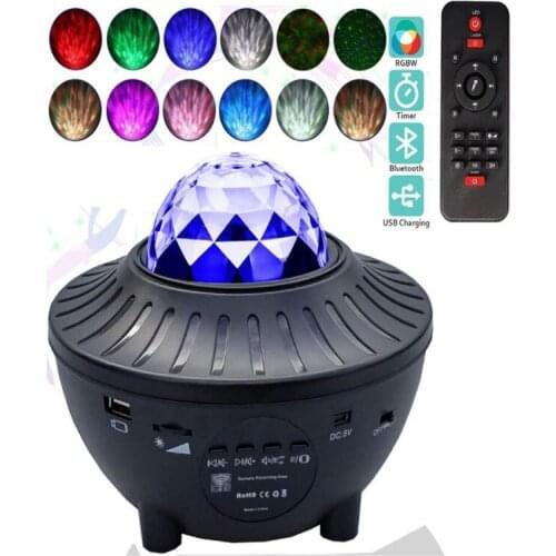 Fast shipping Starry Sky Projector Blueteeth USB Voice Music Player LED stage Night Light Romantic Projection Lamp Gift