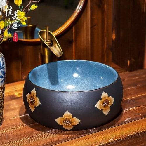 Factory Direct Selling Washbasin Ceramic Elliptical Ceramic Face Pot Platform with 100 Restoration Bathroom Pots 1671