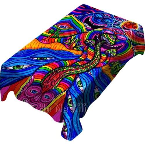 Psychedelic Abstract Art Pattern Design Decoration Tablecloth For Kitchen Dining Party Picnic Indoor Outdoor