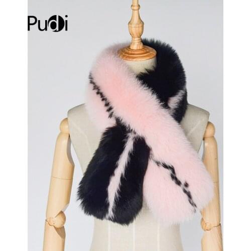 Pudi Women Real Fox Fur Winter Warm Scarf Ring 2020 Fashion Winter New Genuine Fox Fur Scarves Rings SF854