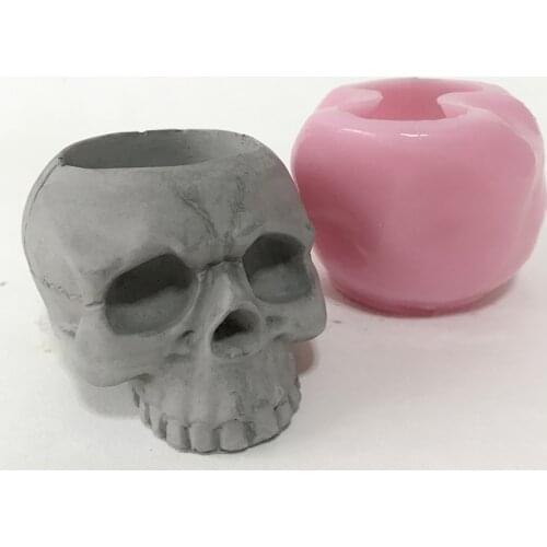 Succulent Pot Skull Head Silicone Mold Concrete Resin Plaster Chocolate Candle DIY Handmade Fondant Cake Mold