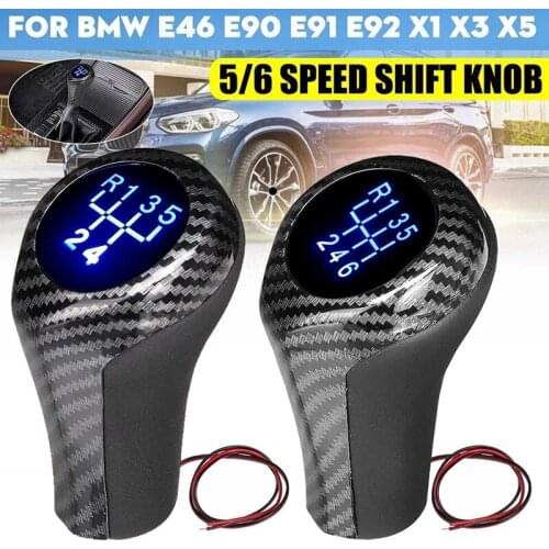 Carbon Fiber Car LED Gear Shift Knob Shifter Lever Handle Stick For-BMW E46 E90 E91 E92 X1 X3 X5