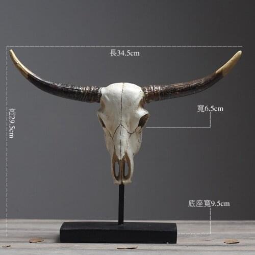 European Retro Cow Skull Vintage Horn Home Decoration Accessories Modern for Living Room Dinosaur Party Antique Home Decor