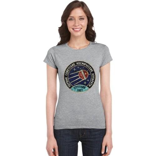 Womens Tshirt Group Team Soviet Retro woman t shirt Sputnik V01 Space Exploration Program topshirts Russia CCCP Yuri Gagarin T