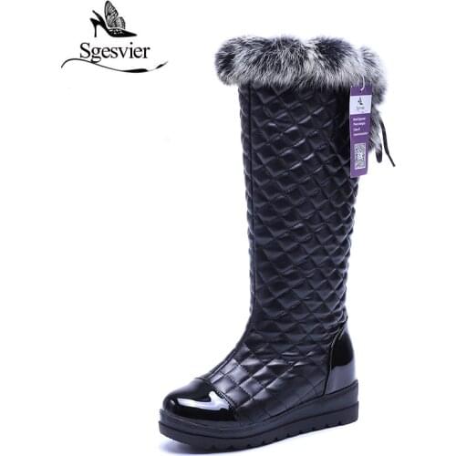 SGESVIER Women Shoes Plush Boots Lady Platform Shoes Simple Style Mid-Calf Boots For Women New Winter 2017 Size 34-42 OX119
