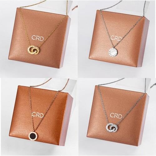 VCORM 2021 New Fashion Cubic Zirconia Pendant Necklace For Women Statement Stainless Steel Roman Numeral Necklace Trend Jewelry