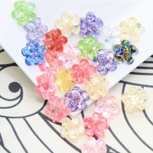 100/50 pcs Kawaii Cute Mix Colors Glitter Resin Flower Heart Round Shaped Flatback Cabochons For DIY Hair Bow Center Decor