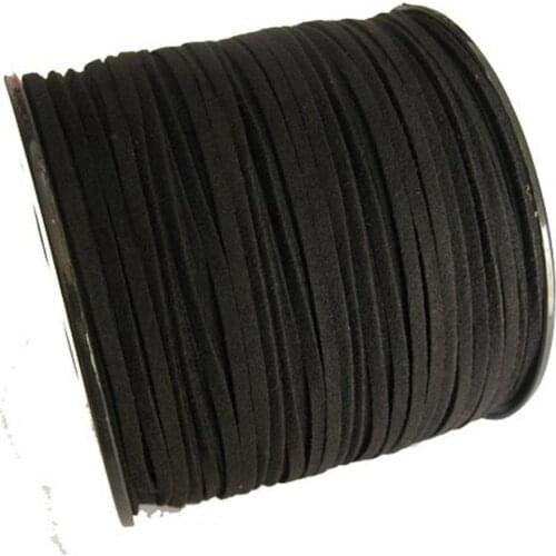 100 Pcs/Pack Yards Black Faux Suede Flat Leather Cord Lace String 3mm