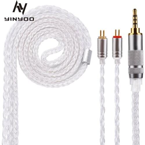 Yinyoo 16 Core Silver Plated Cable 2.5/3.5/4.4mm Upgrade Cable With MMCX/2PIN/QDC for BLON BL-01 BL-03 KZ ZAX ASX EDX TRN V90S