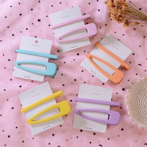 2Pcs /Set Color Hair clip Fashion Girl BB clip Candy Color Hollow Hairpin For Women Hair Accessories