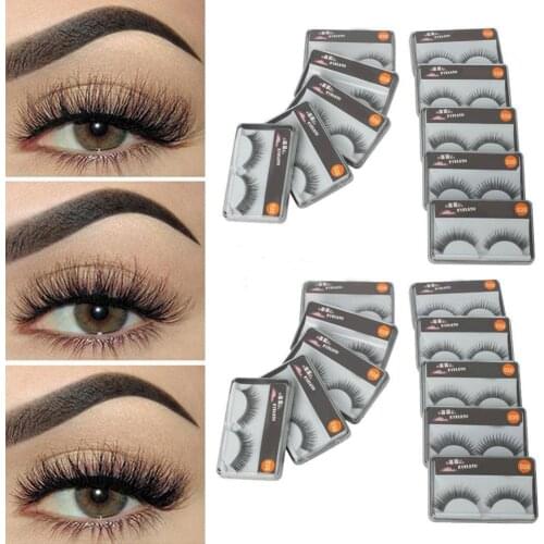 5/10/20 Pairs 3D Natural Long Bushy Cross False Eyelashes Artificial Fake Handmade Extension Eyelash Makeup Beauty Eye Tool U3E4