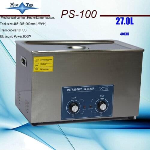 600w heat&timer ultrasonic cleaner 27L PS-100 1.8MM tank thickness for auto parts,cleaning equipment