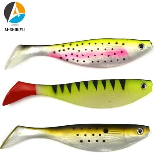 AI-SHOUYU 3pcs New T Tail Soft Fishing Lure Shad Lure 10cm 12g Soft Plastic Bass Fishing Lures Swimbait For Fishing Pike Zander