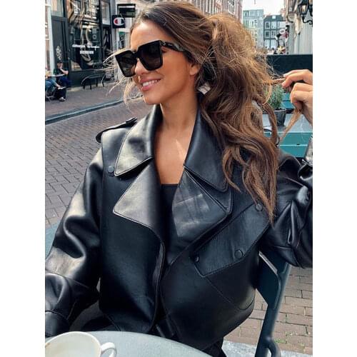 Ailegogo New Arrival Winter Autumn 2021 Womens Leather Wallet Campera Chaqueta Cuero Mujer Modis Coat Women Veste Cuir De Couro