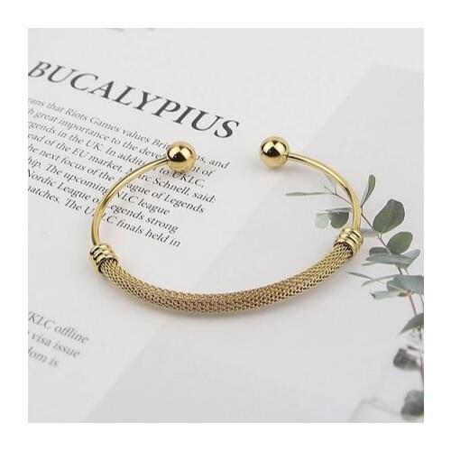 Simple Stainless Steel Twisted Wire Mesh Opening Steel Ball Ladies Bracelet Birthday Anniversary Gift Wholesale