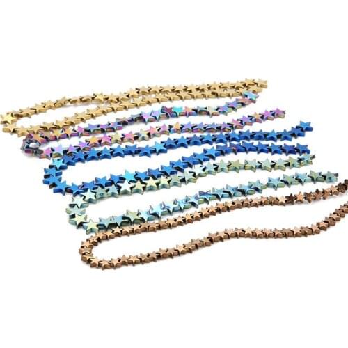 Julie Wang 1 String 6/8/10mm Star Shape Beads Natural Hematite Stone Small Loose Spacer Bead Bracelet Jewelry Making Accessory
