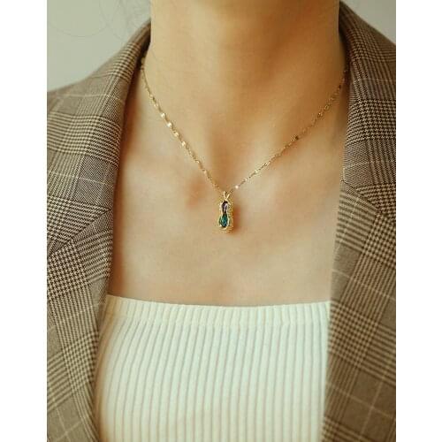 COWBREAD Trend Women Clavicle Necklace Niche Peanut Clavicle Chain Simple Titanium Steel Necklace Wild Chain Jewelry