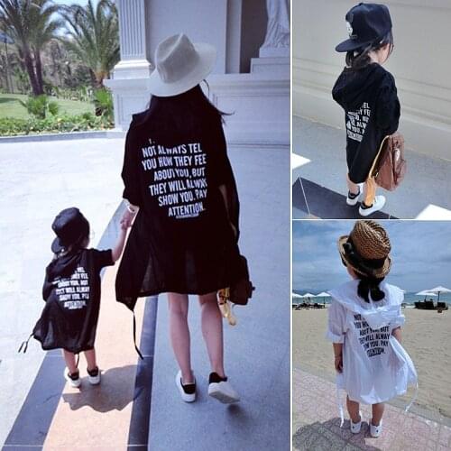 Childrens Sunscreen Girls Beach Parent-child Girls 2018 Long Sleeve Super Thin Breathable Summer Coat