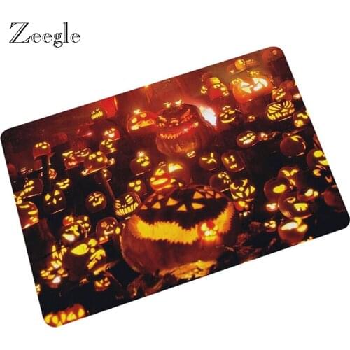 Zeegle Door Mat Halloween Pumpkin Floor Mat Kitchen Carpet Bedroom Rug Home Decorative Stair Mats Non-slip Toilet Rug