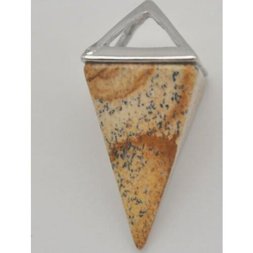Picture Jaspe Natural Stone Gem Pendant Quadrilateral Pendulum Jewelry S3211