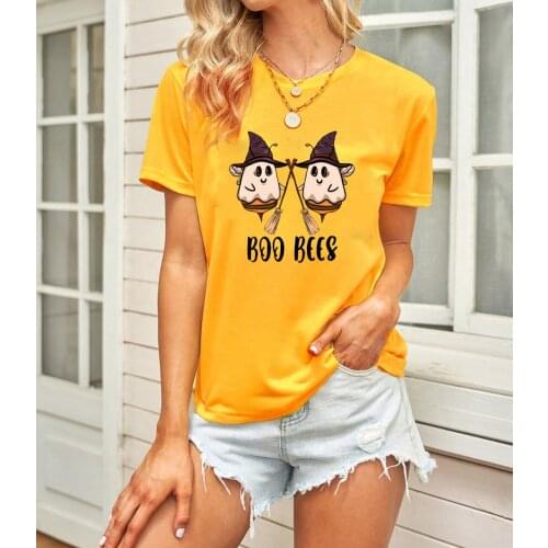 Womens T-shirt BOO BEES Witch Shirts Cute Halooween Witch Shirt Gothic Style Tee fashion casual 90s aesthetic tees