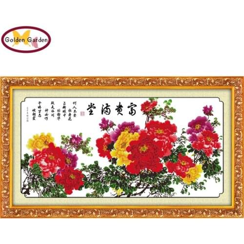 GG Treasures Fill The Home Chinese Peony Pattern 11CT14CT Cross Stitch Kits for Embroidery Wall Decor Needlework Cross Stitch