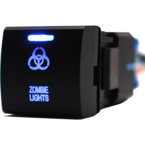 12V Zombie Lights Dash Push Button Switch ON-OFF Blue Led 22 x 22 mm for Toyota Prado150 Series RAV4 Camry Hiace Corolla Altis