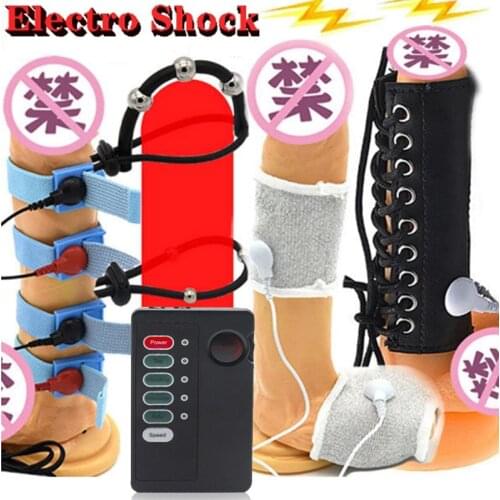Electro Shock Penis Ring,Electric Stimulation Physiotherapy Cock Rings Penis Extender Delay Bondage Ring Sex Toys For Men Gays