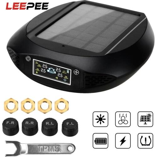 LEEPEE Car Tire Pressure Monitoring System 2 in 1 Air Purifier LCD Display Internal/External Sensors